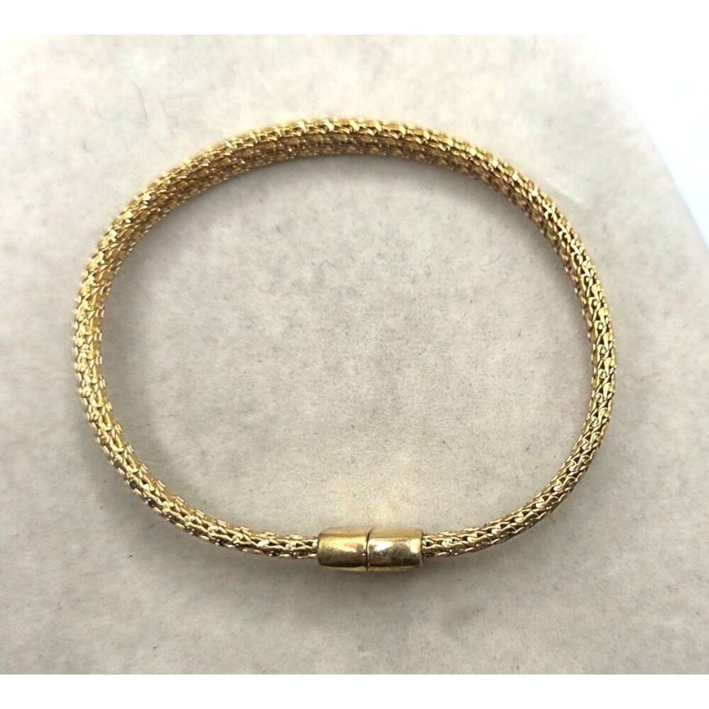 Gold Tone Braided Chain Bracelet With Magnetic Clasp - Picture 2 of 4